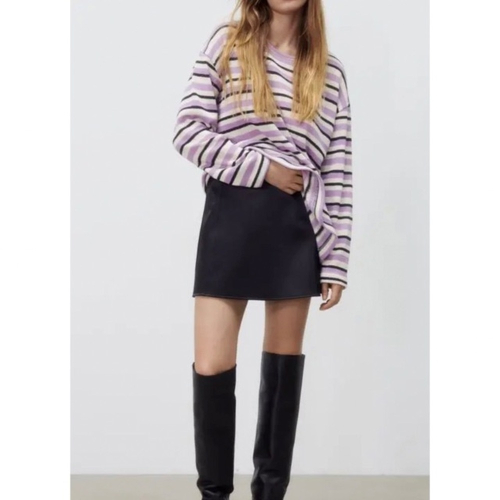 Zara Purple and Black Striped Sweater oversized